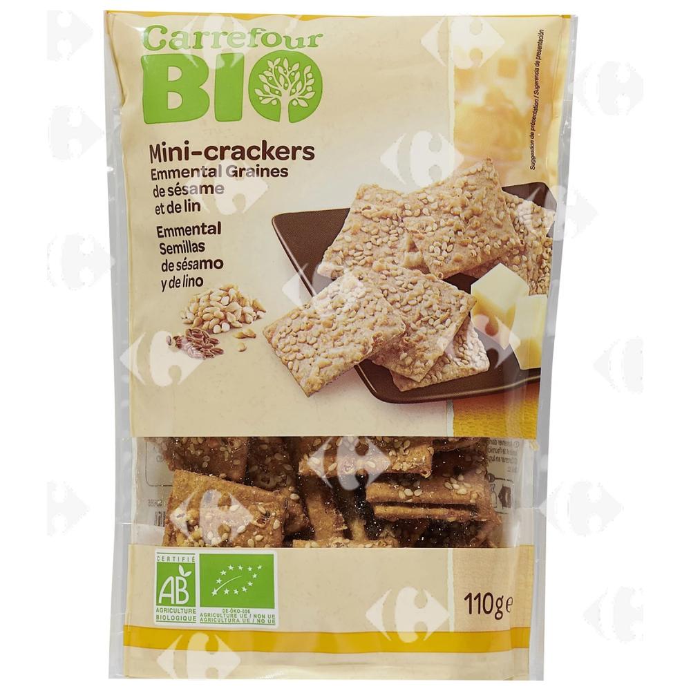 Mini-crackers Bio Emmental Graines de Sésame et de Lin Carrefour Bio 110g
