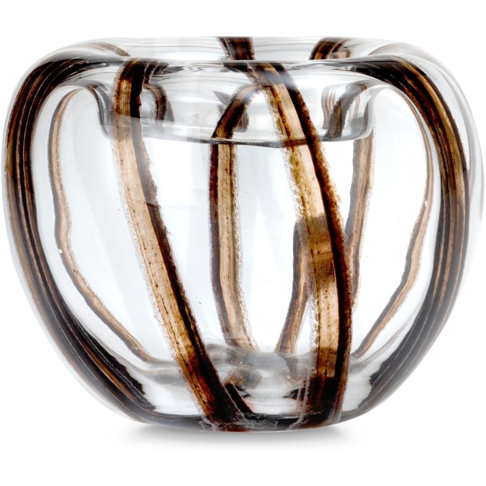 [722609] Vase en Verre Rayures Marron Kasa 16x14 cm