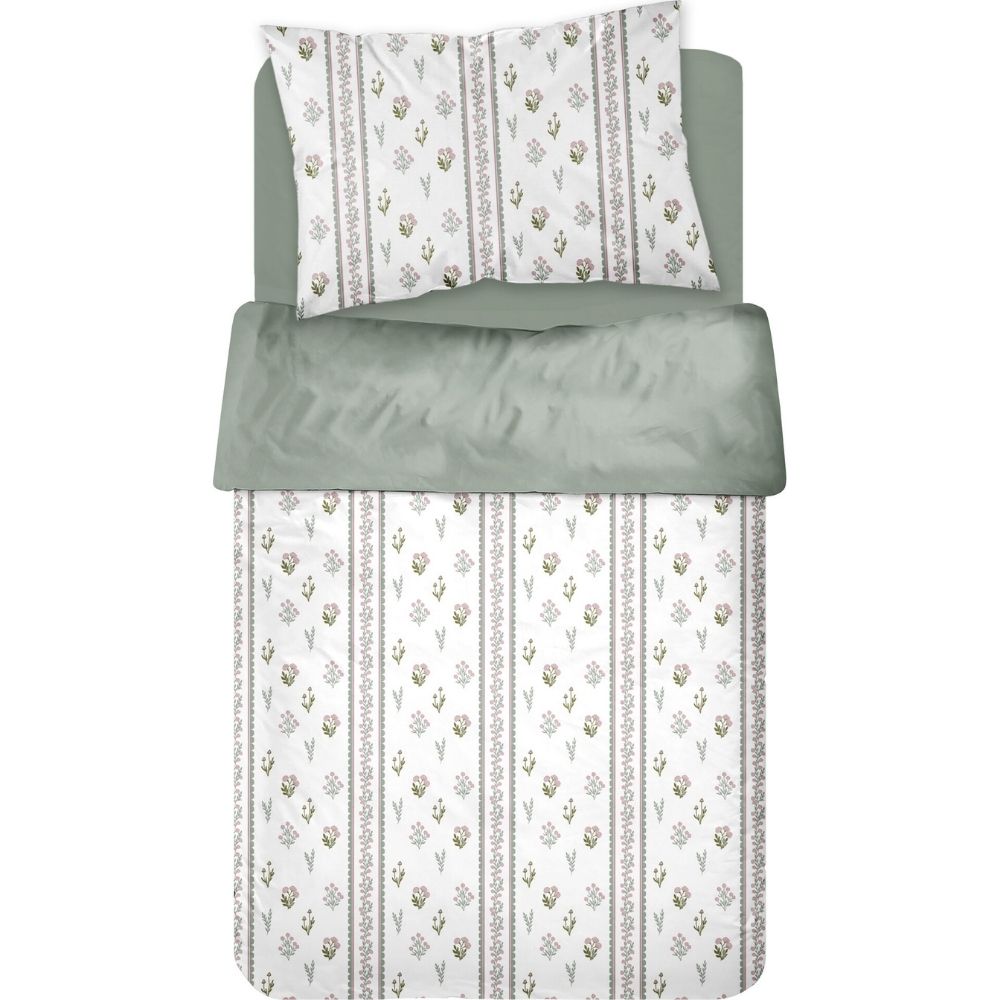 [731273] Set de Draps Microfibre Beige Fleur Kasa 160x270cm