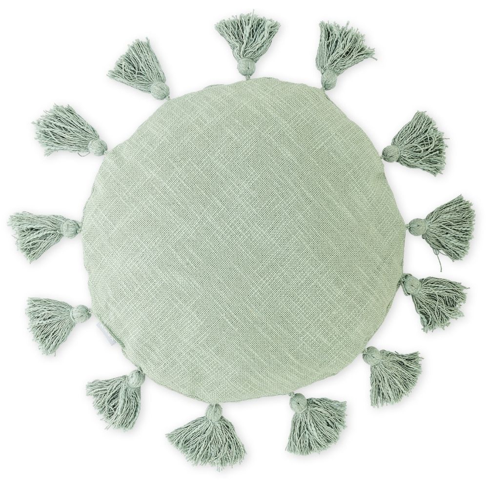 Coussin Rond à Franges Vert Kasa 40cm
