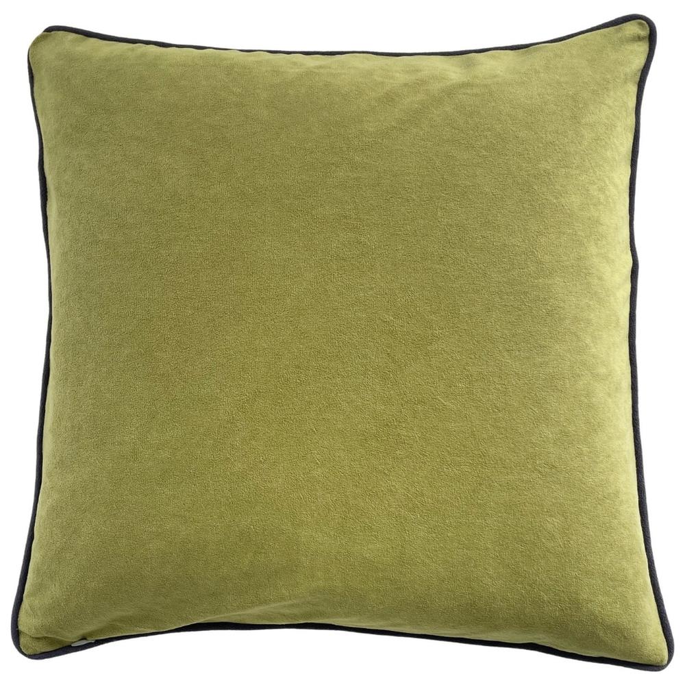[721751] Coussin Carré Vert Bordure Velours Kasa 45x45 cm