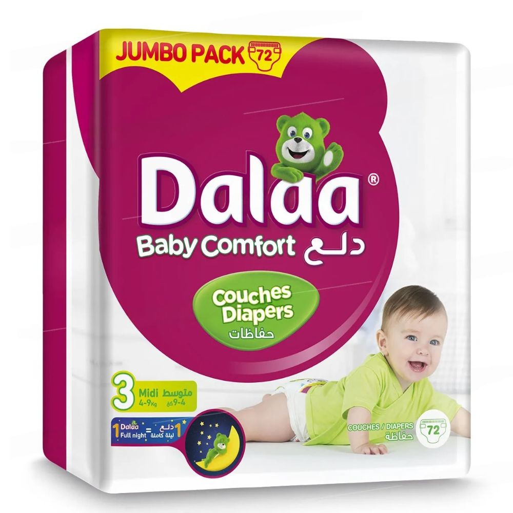 Couches Taille 3 Midi Dalaa Jumbo Pack 72 unités