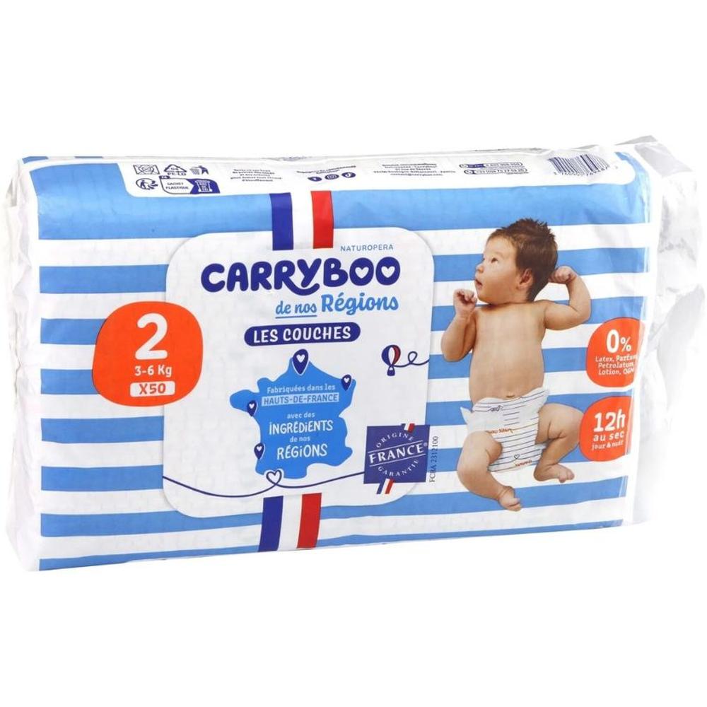 [722354] Couches Taille 2 (3-6kg) Carryboo 50 unités