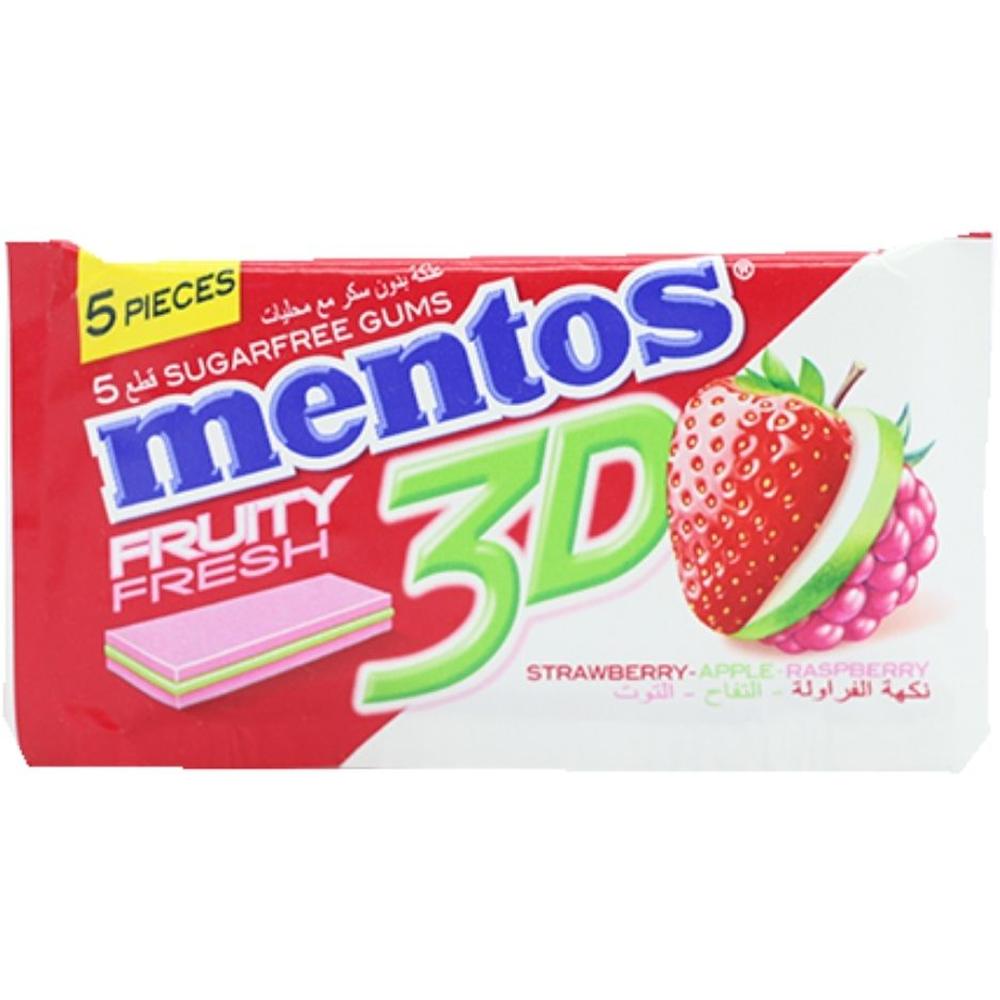 Chewing Gum Fraise Pomme Framboise Sans Sucre 3D Mentos 8g