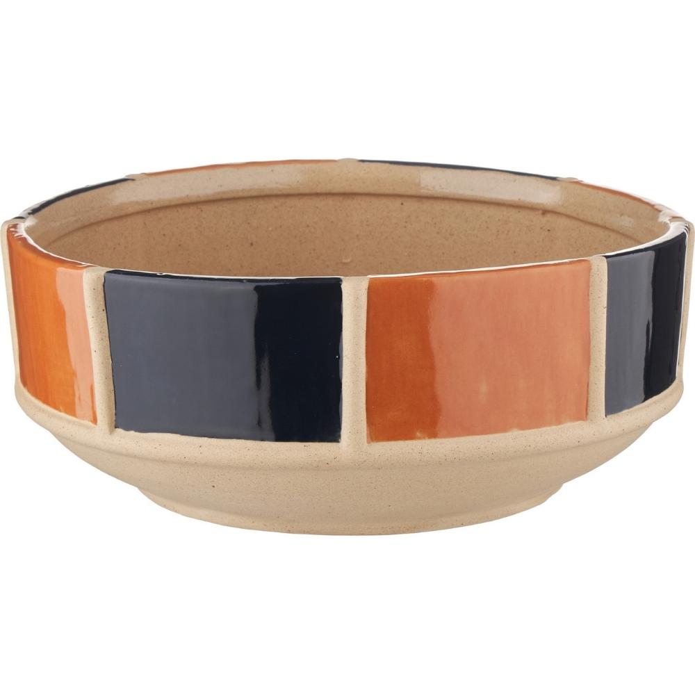 Coupe Décor en Céramique Rayures Bleu Orange Kasa 20x8 cm