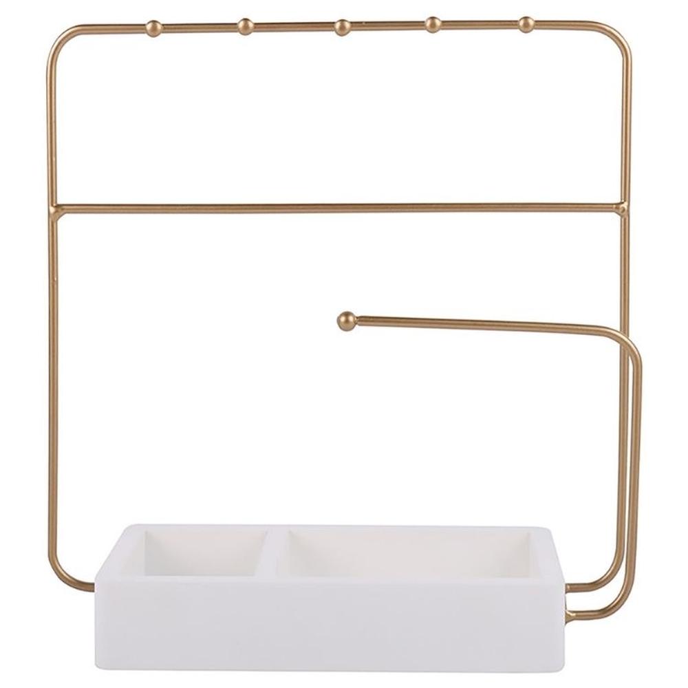 Porte-Bijoux Acier Doré avec Base Beige Kasa 25x10cm