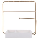 Porte-Bijoux Acier Doré avec Base Beige Kasa 25x10cm