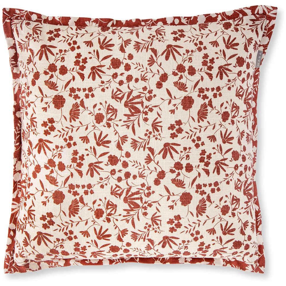 Coussin Blanc avec Fleurs sur Fond Rouge 45x45cm