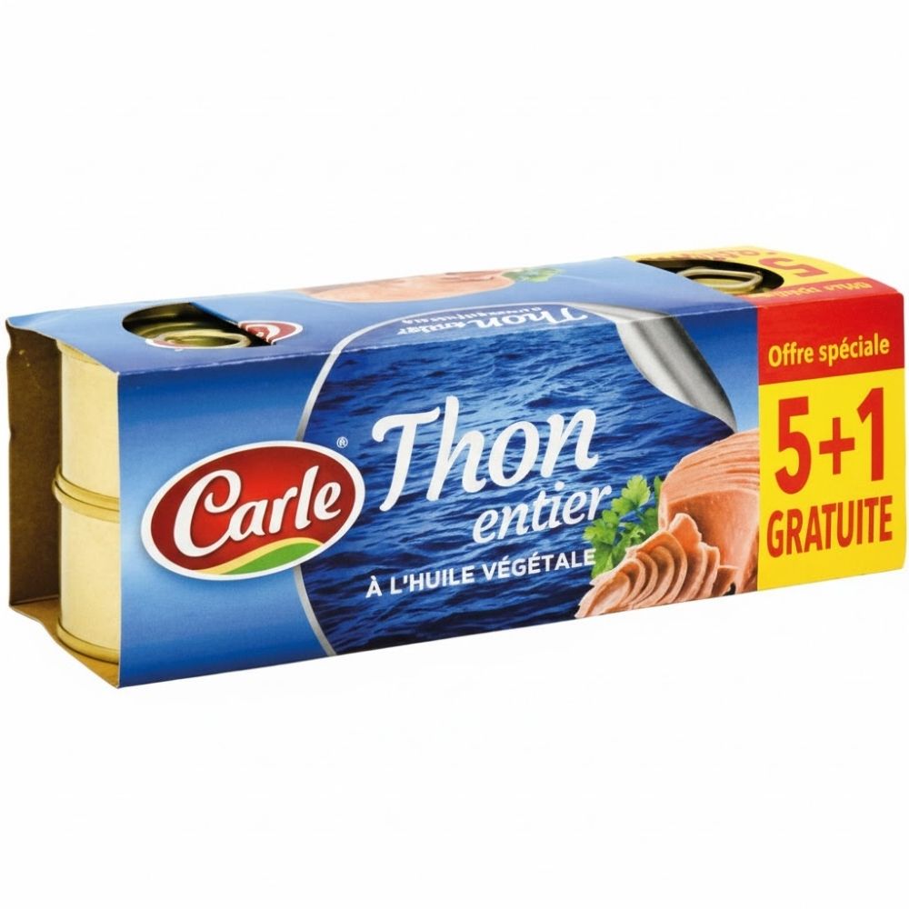 Lot de 6 Thons Carle à l'Huile Végétale 85g (6ème Offert)