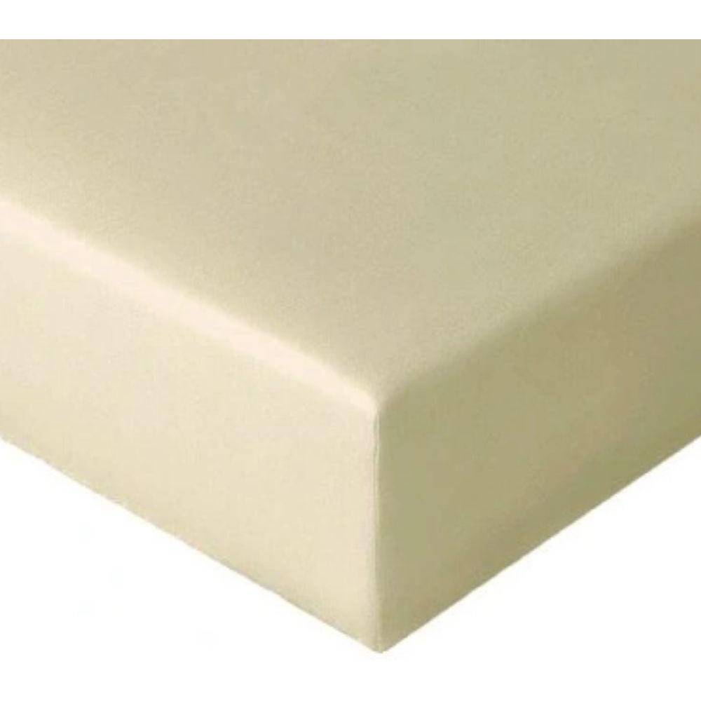 Drap Housse Beige Clair 100% Coton Uni Coton Tex Home 180x200 cm