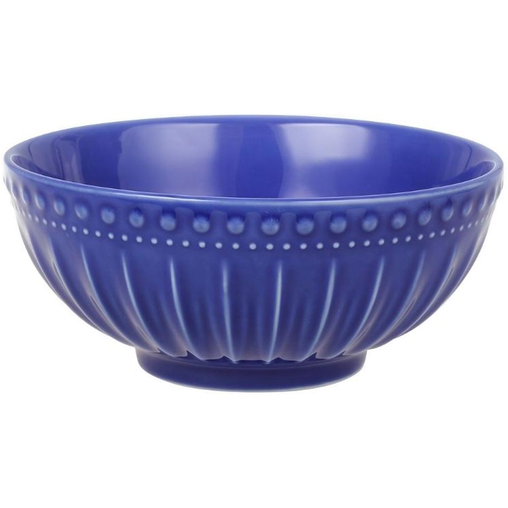 [717008] Bol en Porcelaine Côtelé Bleu Foncé Kasa 16cm