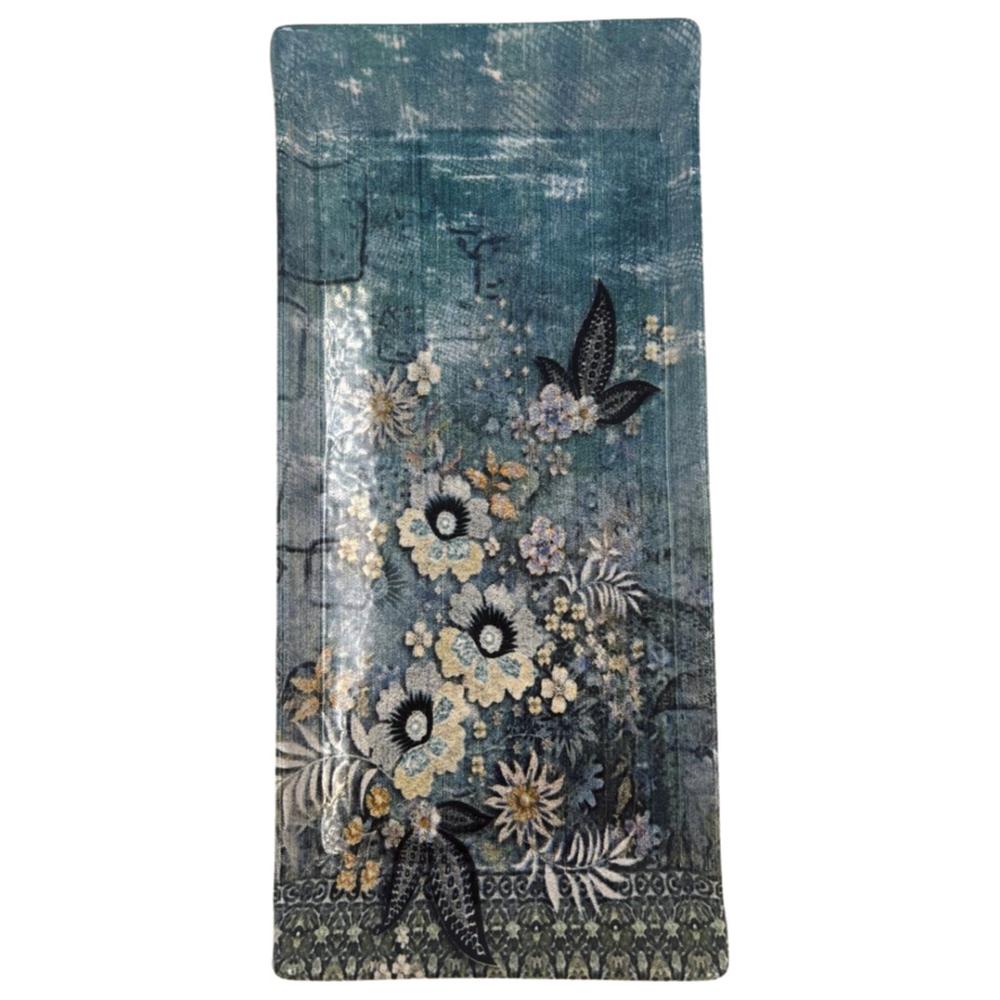 Plat en Porcelaine Rectangulaire Bleuet 29,5x14cm.