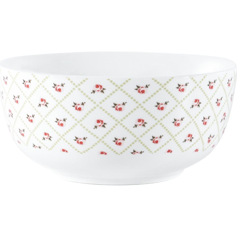 [722651] Bol en Porcelaine Blanc Fleurs Rose Kasa 13 cm