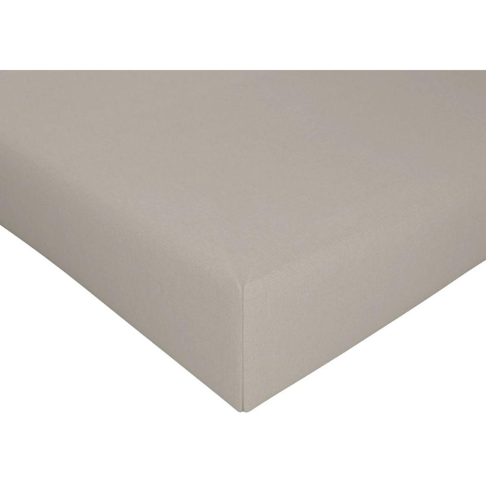[702595] Drap Housse Beige Clair en Percale de Coton Bio Tex Home 180x200 cm