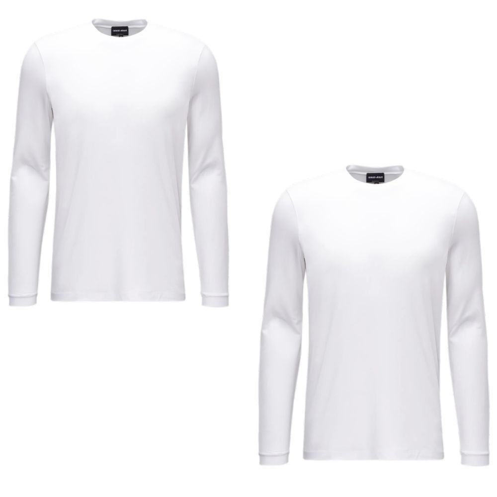 Lot de 2 T-shirts Homme Manches Longues Col Rond Bio Blanc