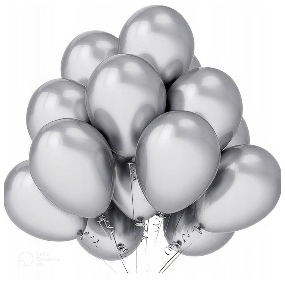 [370541] Pack de 100 Ballons en Latex Ronds Argent métallisé