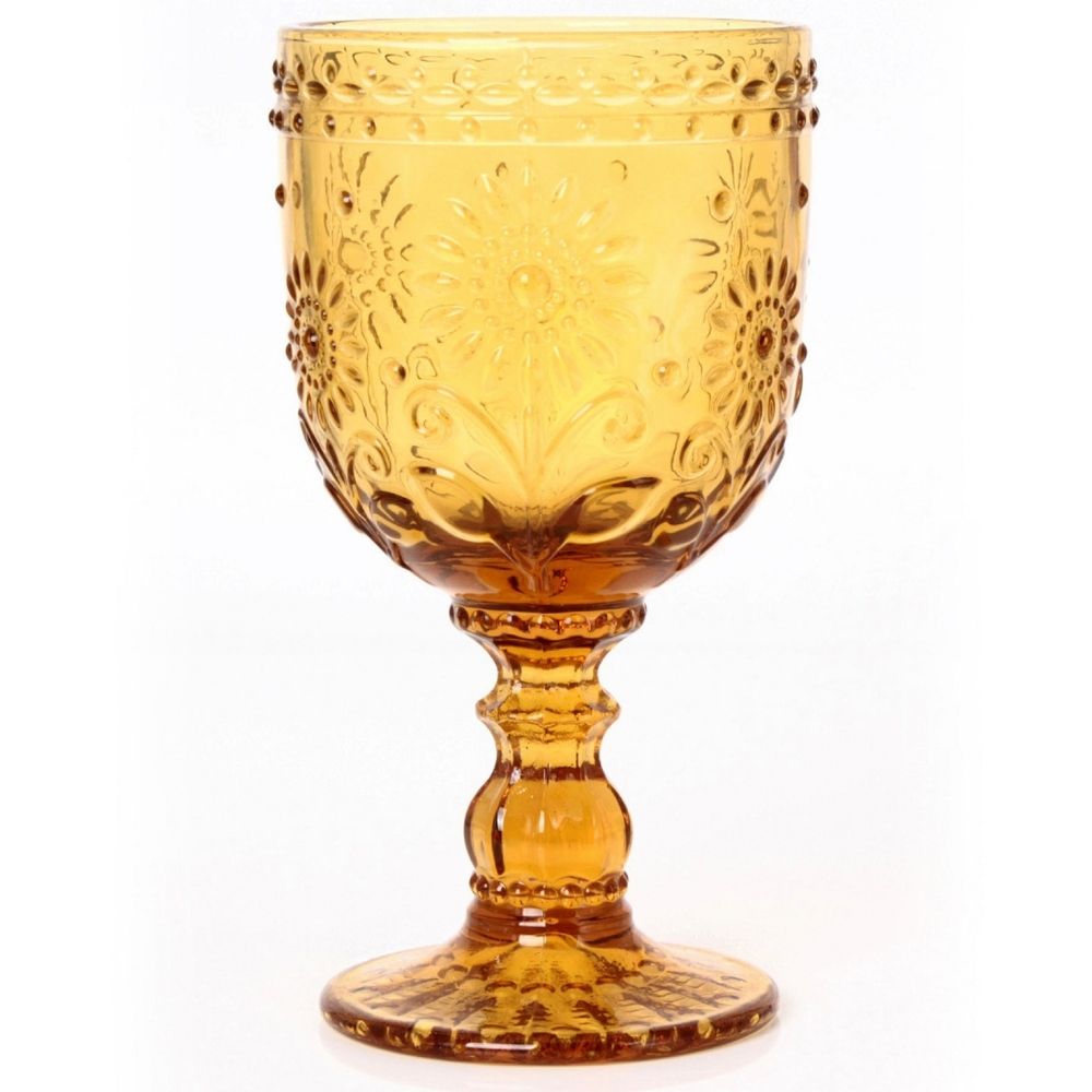 Verre à Pied Miel Gravé Floral Kasa 32cl