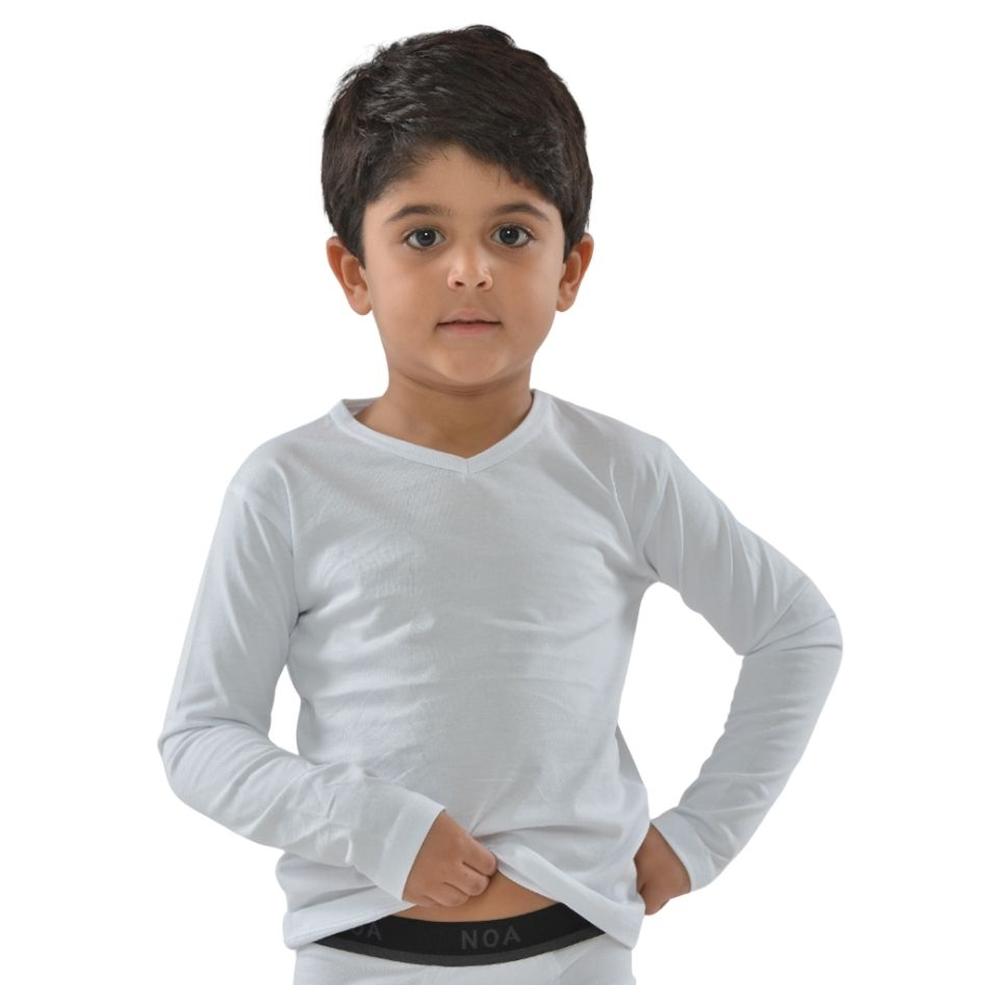 Pull Garçon à Manches Longues Col V Blanc - 6 Ans