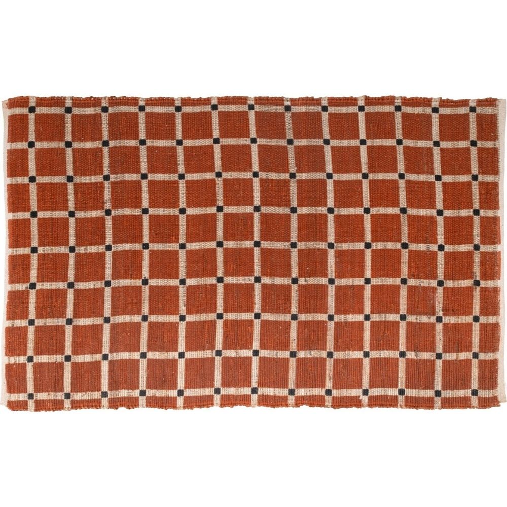 Tapis Jute Carrés Rouges Kasa 120x180cm