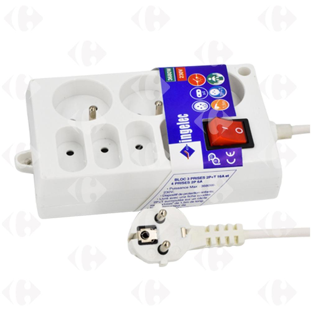 Bloc Multiprises Blanc 7 Postes 1.5m 1727