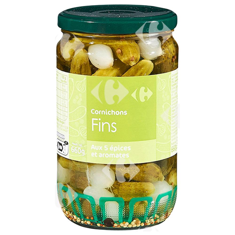 [587853] Bocal en Verre Cornichons Fins Carrefour 360g
