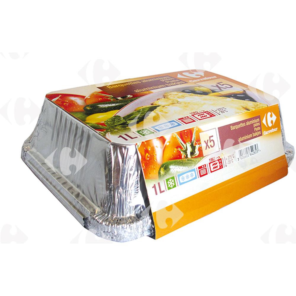 [371626] Barquette Aluminium Plate Carrefour 5 unités de 1,5L