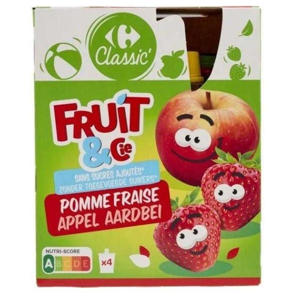 Compotes Gourde Pomme Fraise Sans Sucres Carrefour Classic 4x90g