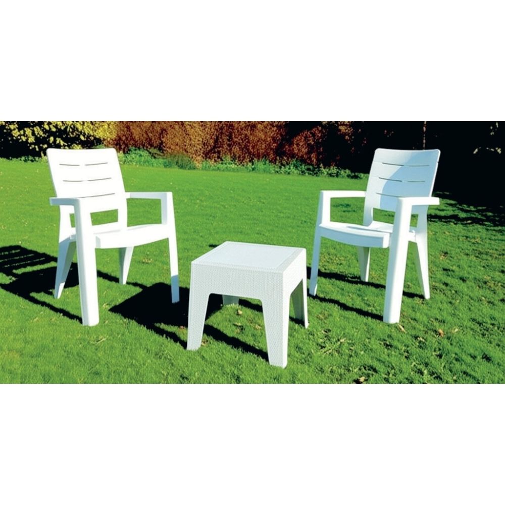 Lots Marina Blanc 2 Chaises avec Table
