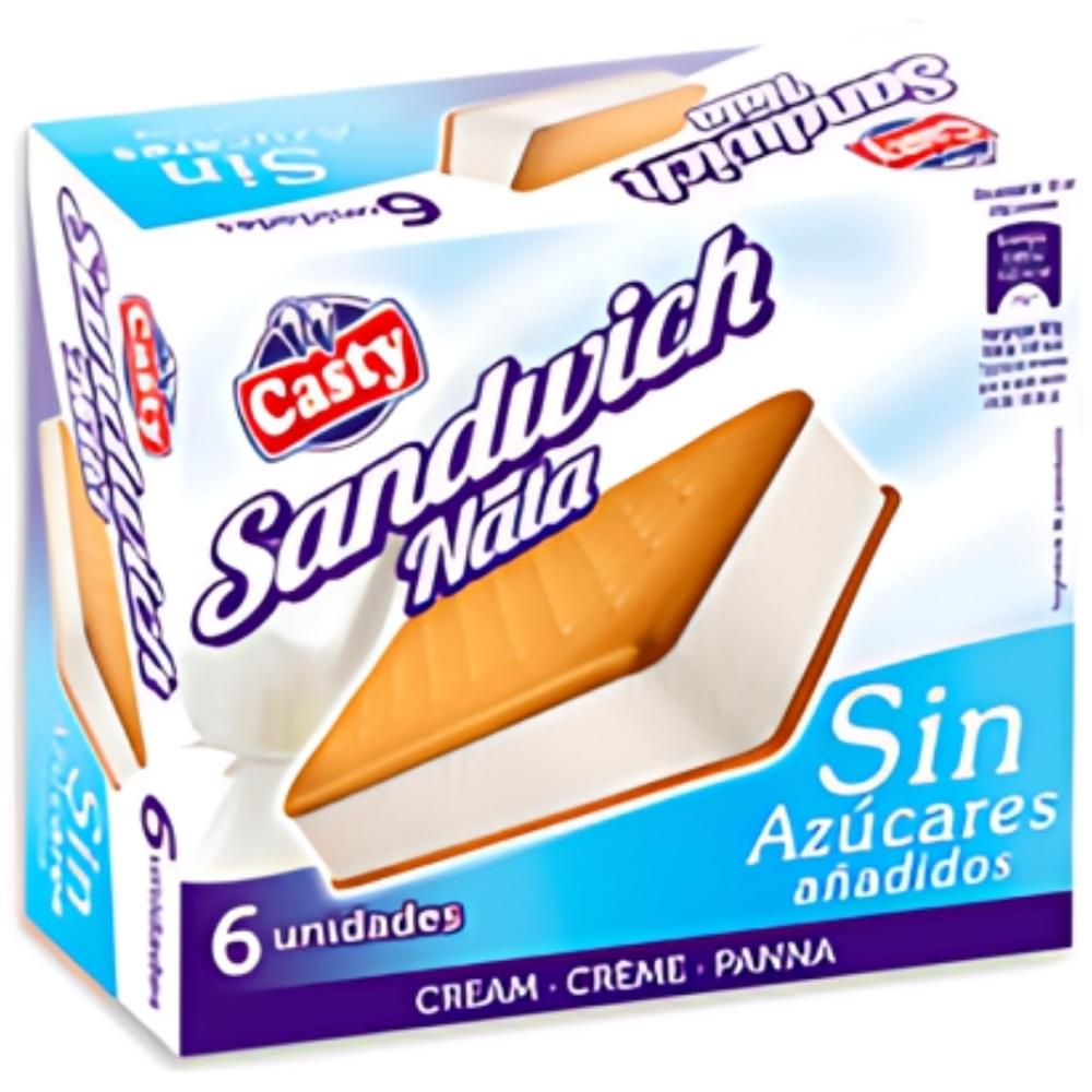 [714585] Pack Glace Sandwich Crème Sans Sucre Casty 6 unités 115ml