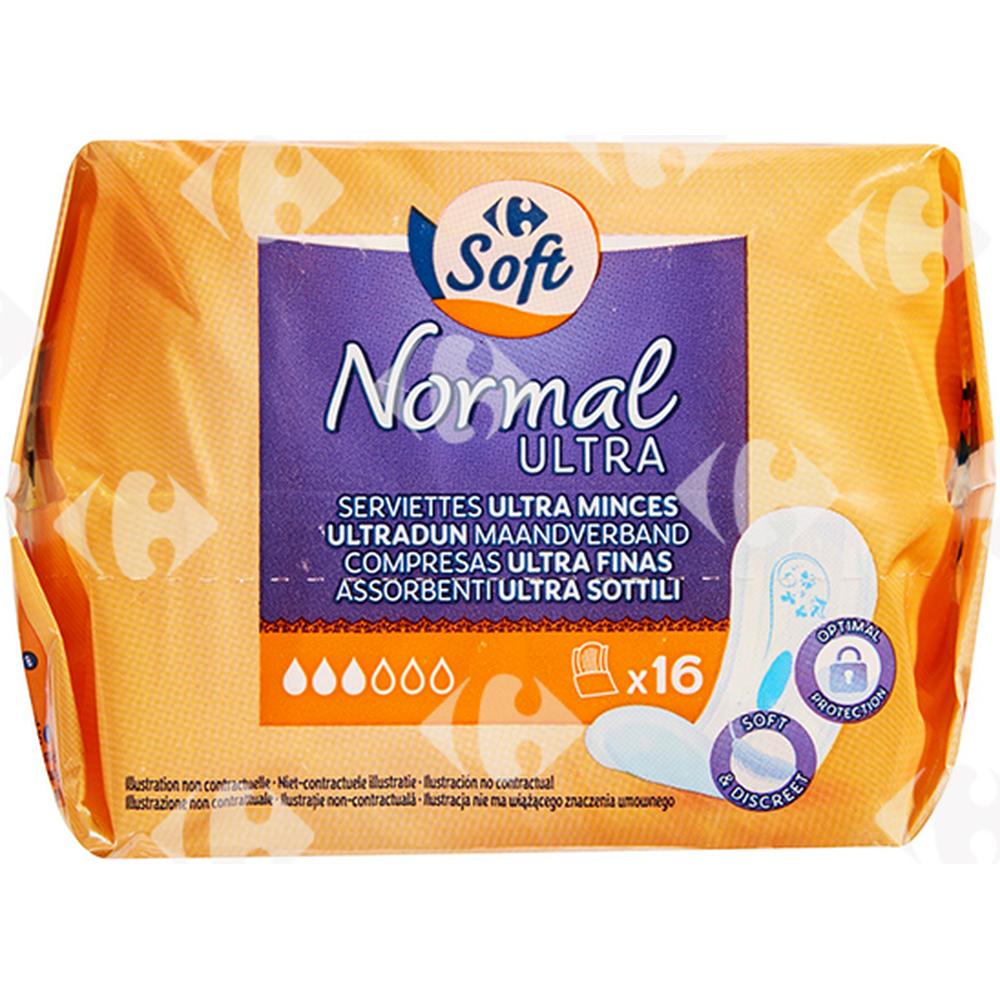 Serviettes Ultra Minces Discreet Normal Carrefour 16 unités