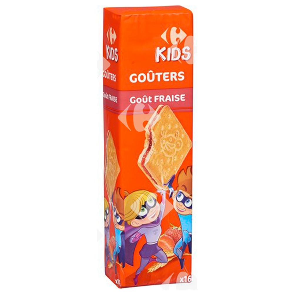 Biscuits Goûters Fourrés Carrés Fraise Carrefour Kids295g