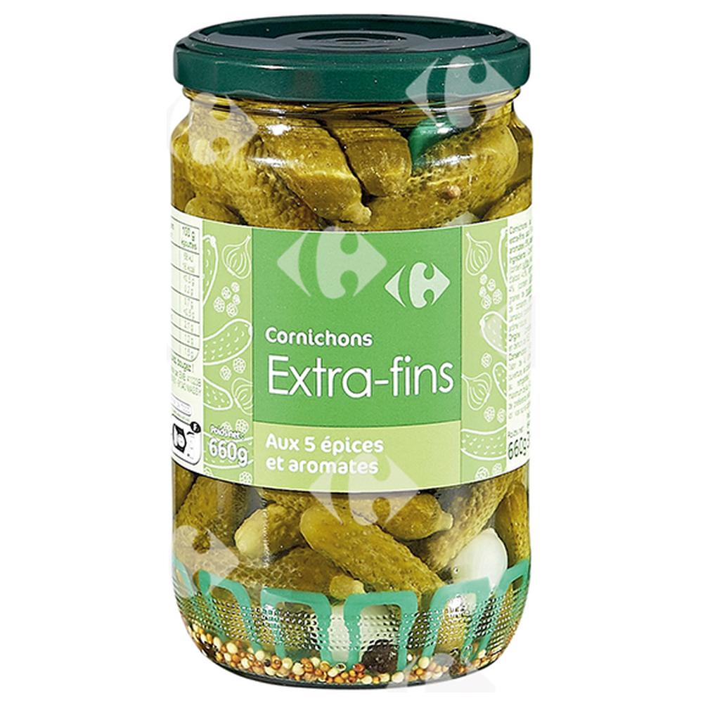 Bocal de Cornichons Extra Fins Carrefour 360g