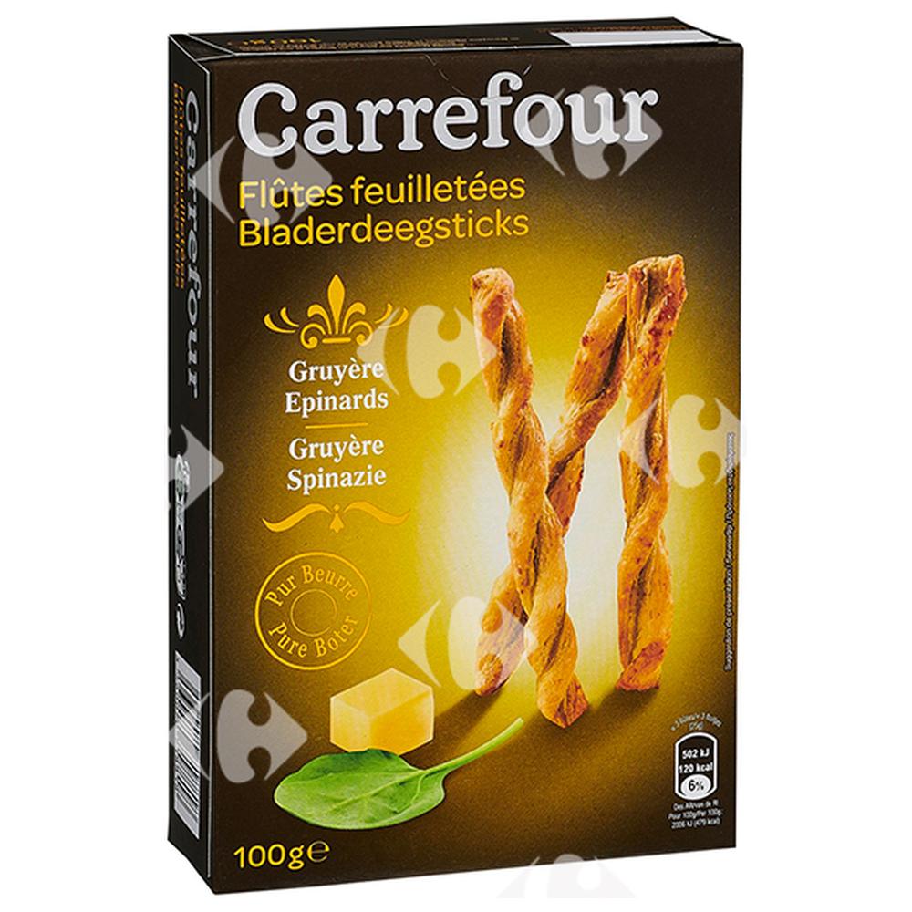 Biscuits Apéritifs Flûtes au Gruyère et Épinards Carrefour 100g