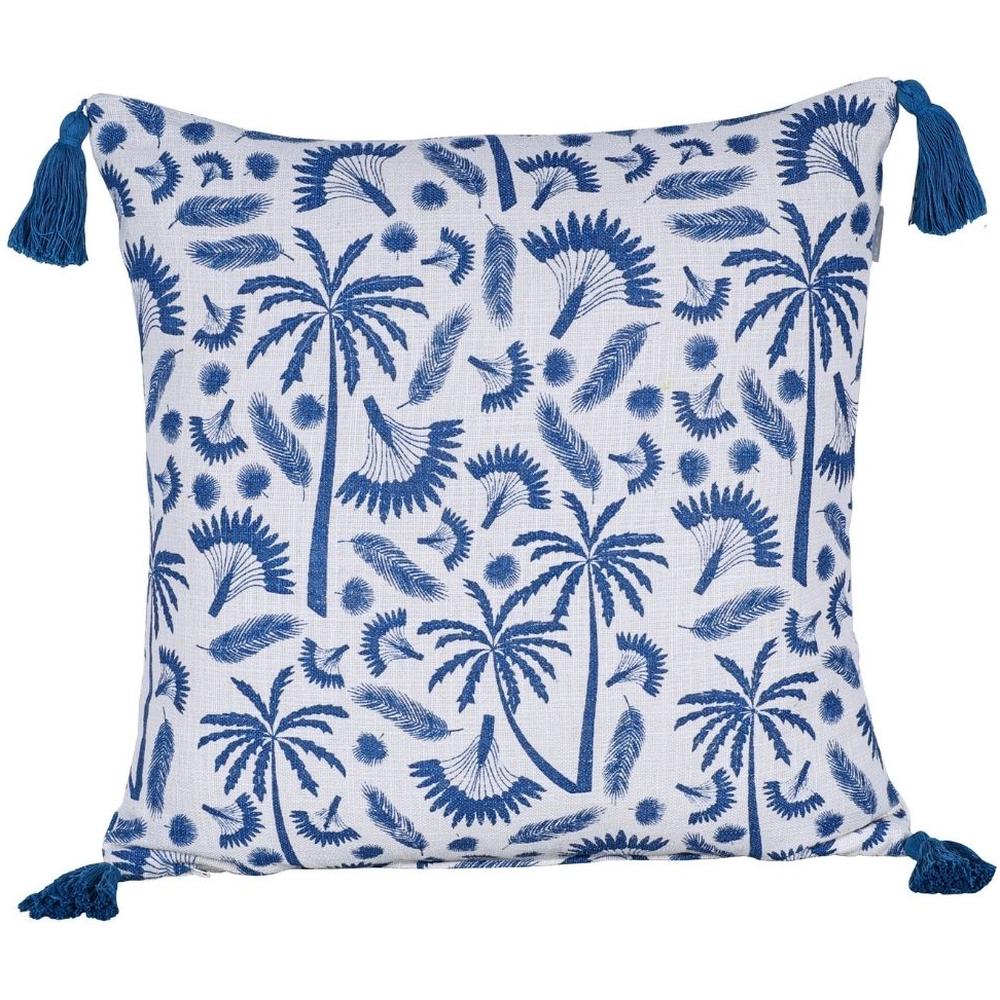 Coussin Carré Palmiers Bleu Kasa 45x45cm
