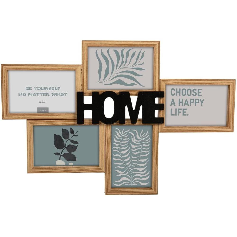 Cadre Pour 5 Photos en Bois Motif "Home" Kasa 33x50cm