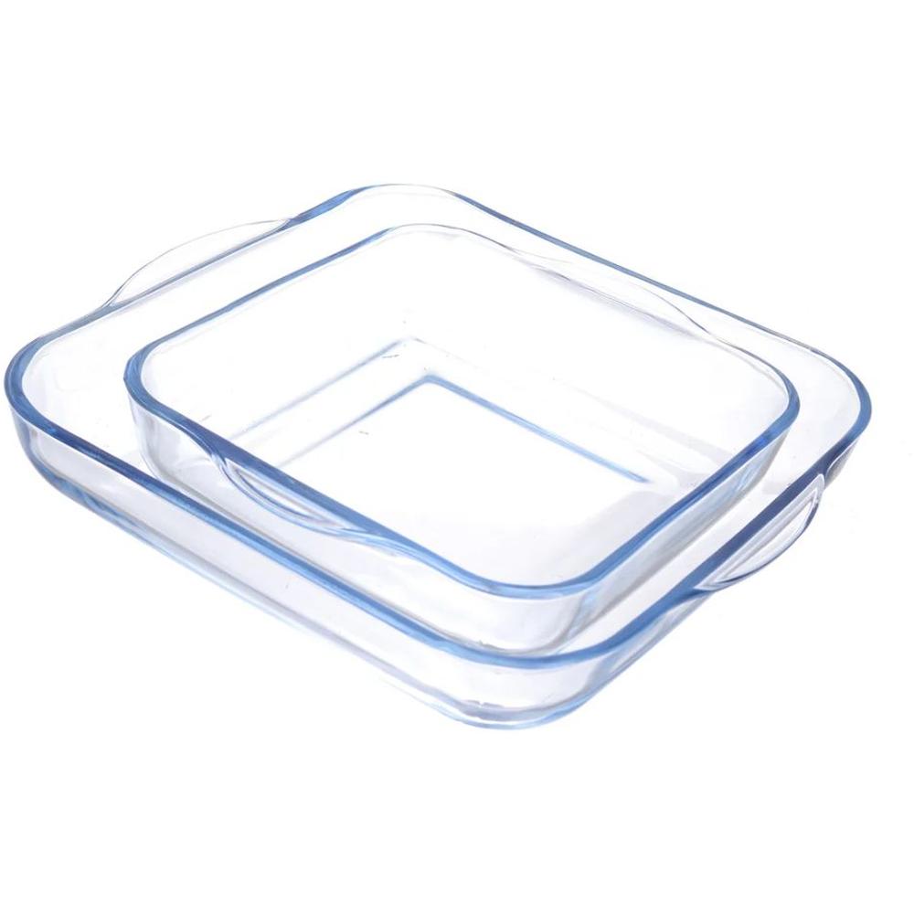 [708102] Plat à Four en Verre Carré Gravé 24/30 cm 2 pièces