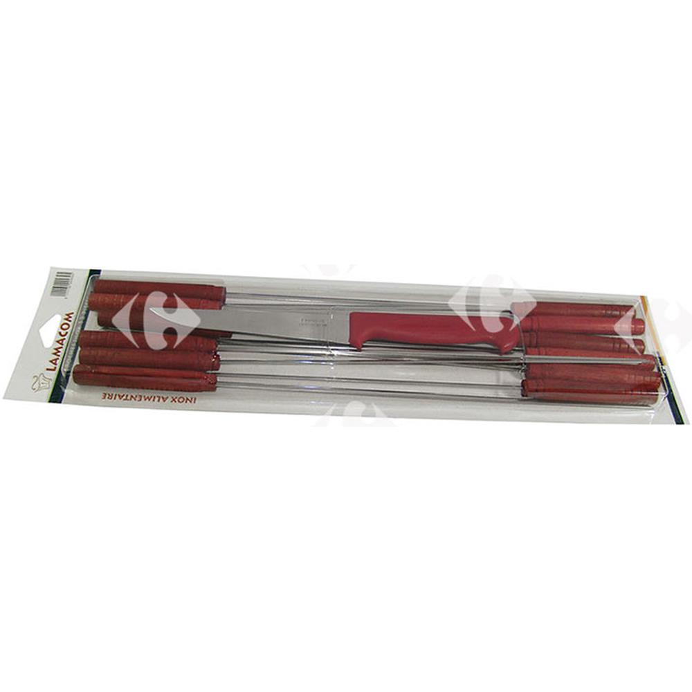 Série de Broches à Manche en Bois Lamacom 12 unités + Couteau