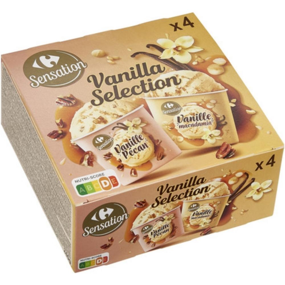 Pack Mini Pots Glace Vanille Sélection Carrefour Sensation 4 unités 240g