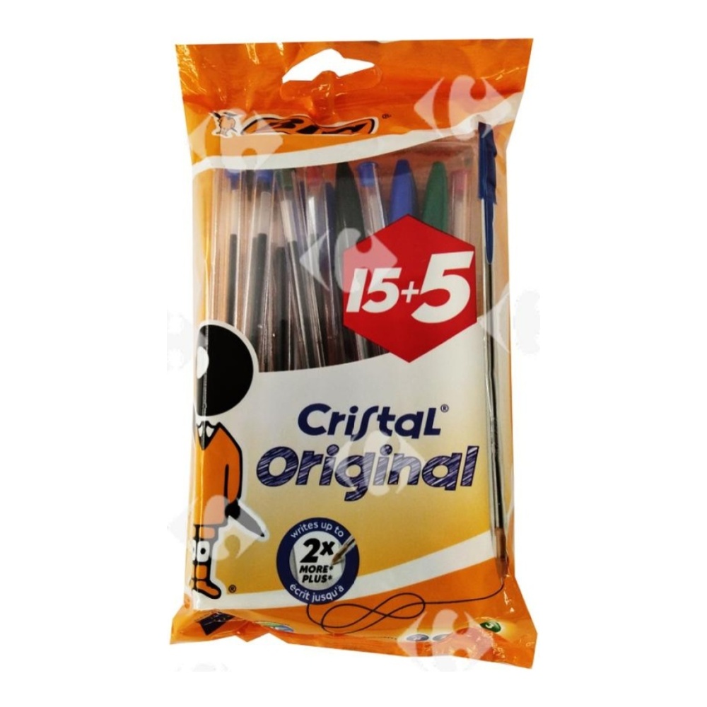 Pochette de Stylos Bille Cristal Bic 15 unités + 5 Gratuits