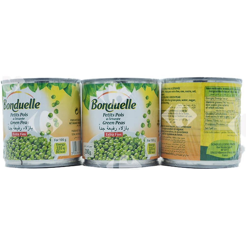 Pack de Conserves de Petits Pois Très Fins Bonduelle 3X200g.
