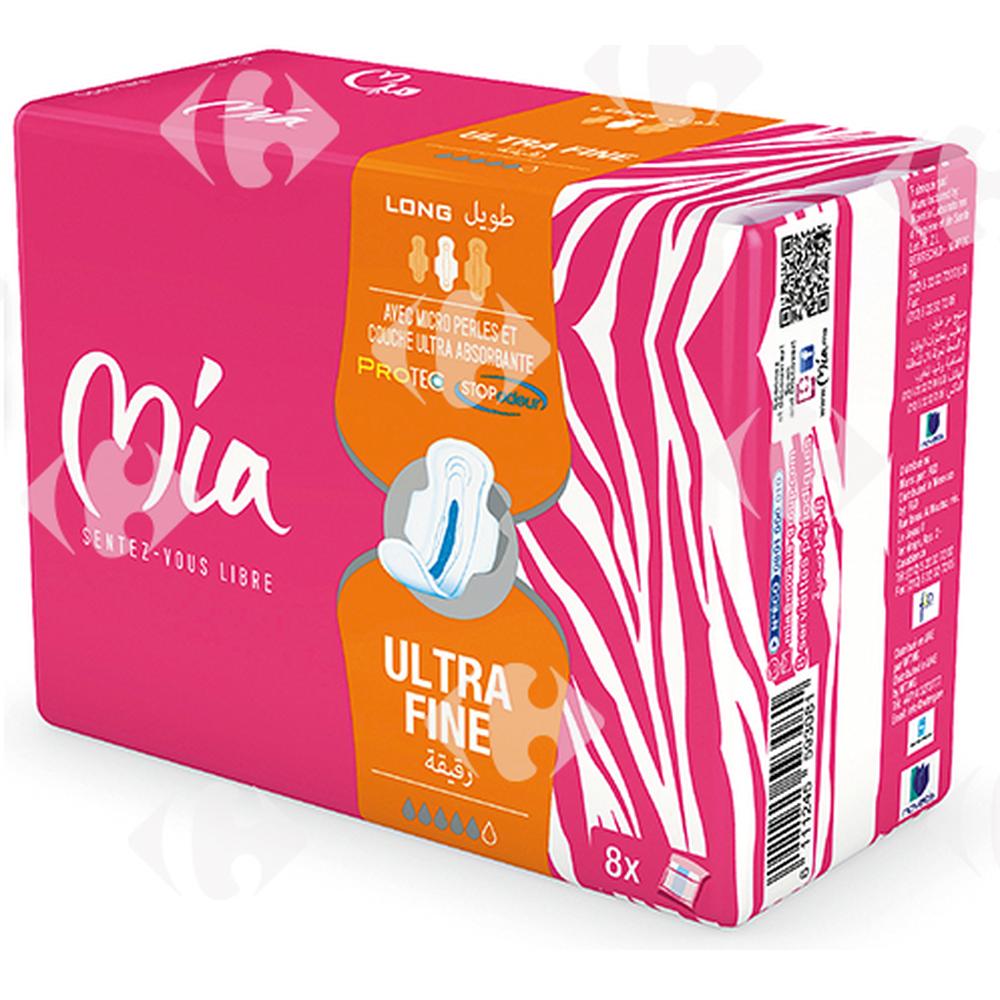 Serviettes Ultra Fines Long Mia 8 unités.