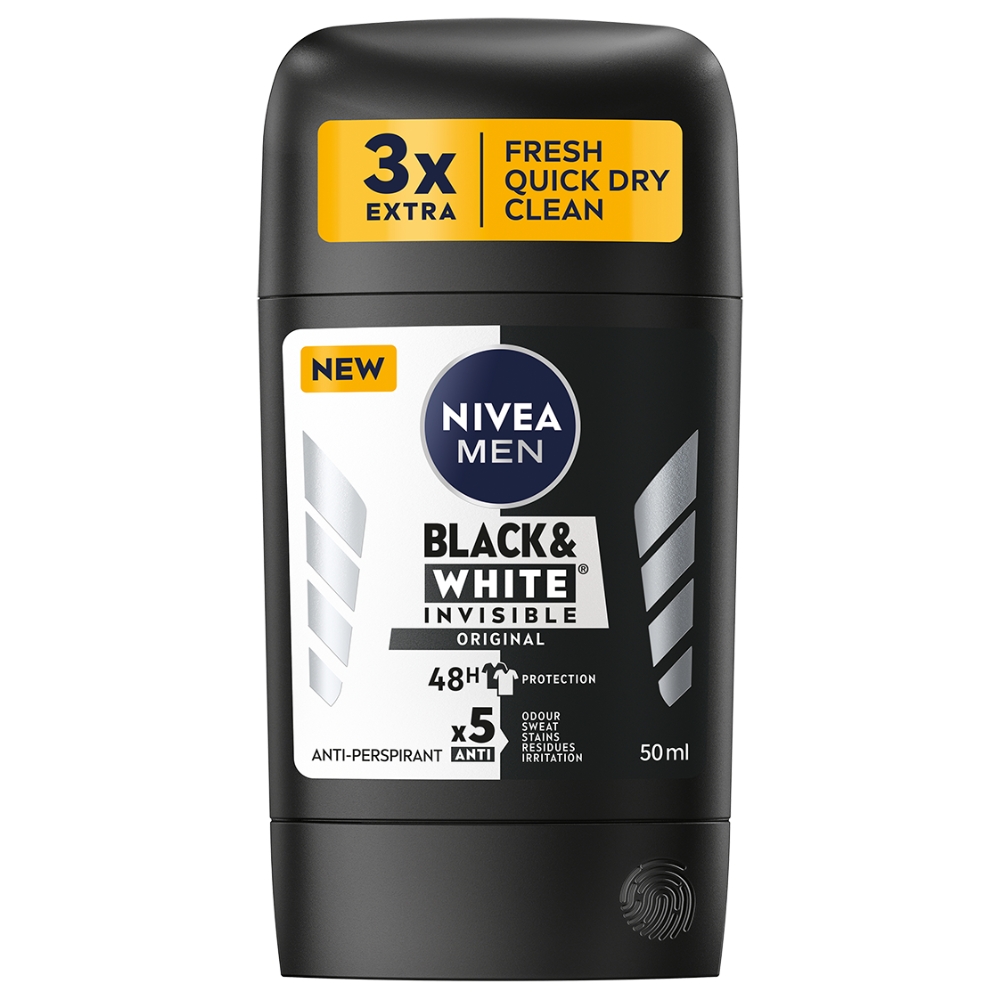 Déodorant Homme Stick Black & White Invisible Original Nivea Men 50ml.