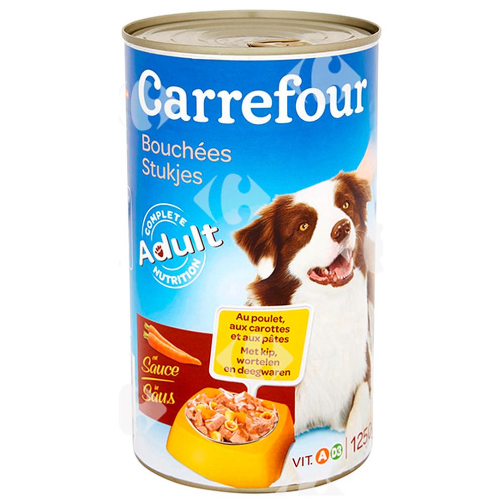 [189353] Pâtéee pour Chiens Bouchées au Poulet, au Carottes et aux Pâtes Carrefour 1,25kg