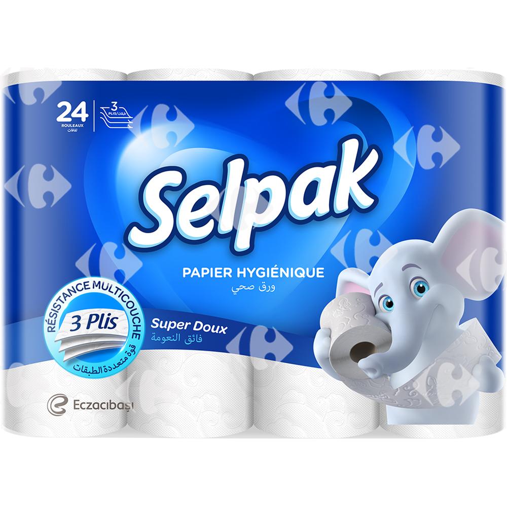 Papier Hygiénique 3 Plis Super Soft Selpak 24 rouleaux.