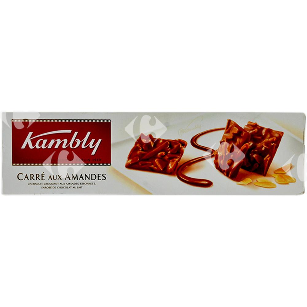 Biscuits Carrés aux Amandes Enrobés de Chocolat Kambly 100g.