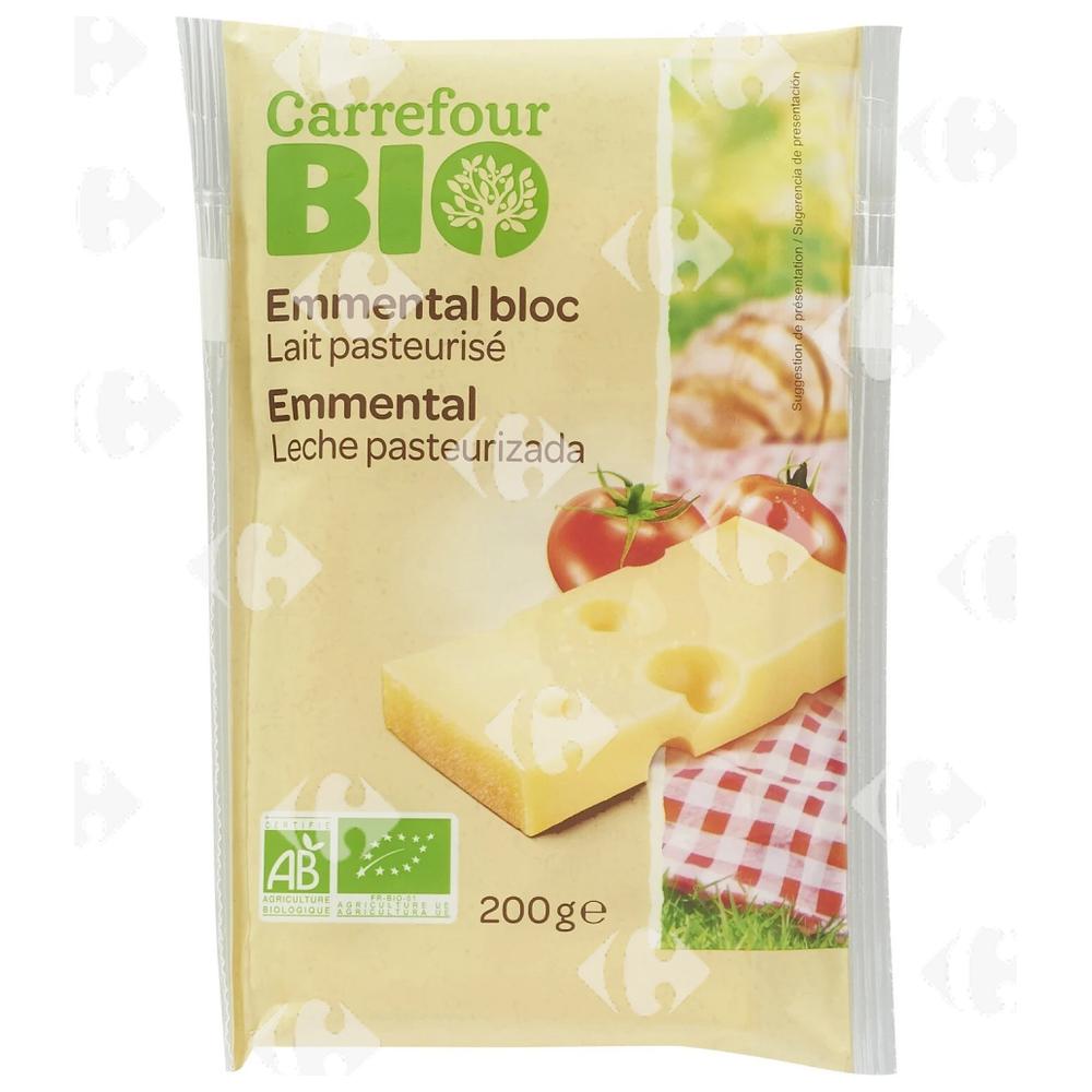 Emmental Bloc Bio au Lait Pasteurisé Carrefour Bio 200g