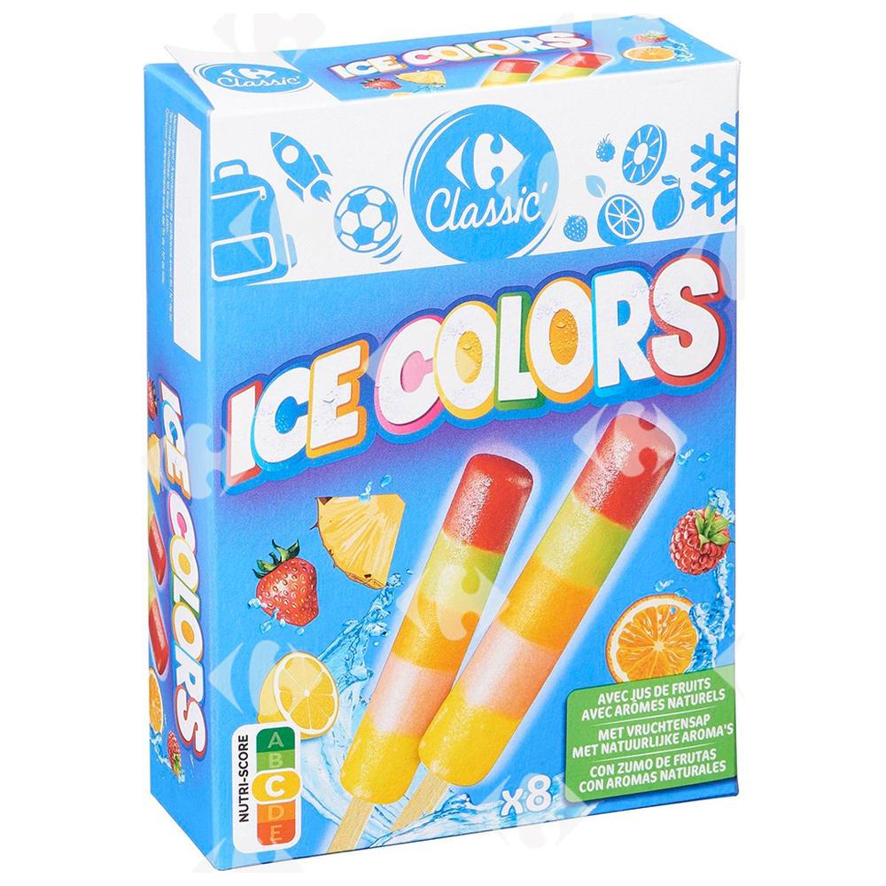 Bâtonnet Glace à L'Eau Mini Ice Color Carrefour 8x40ml.