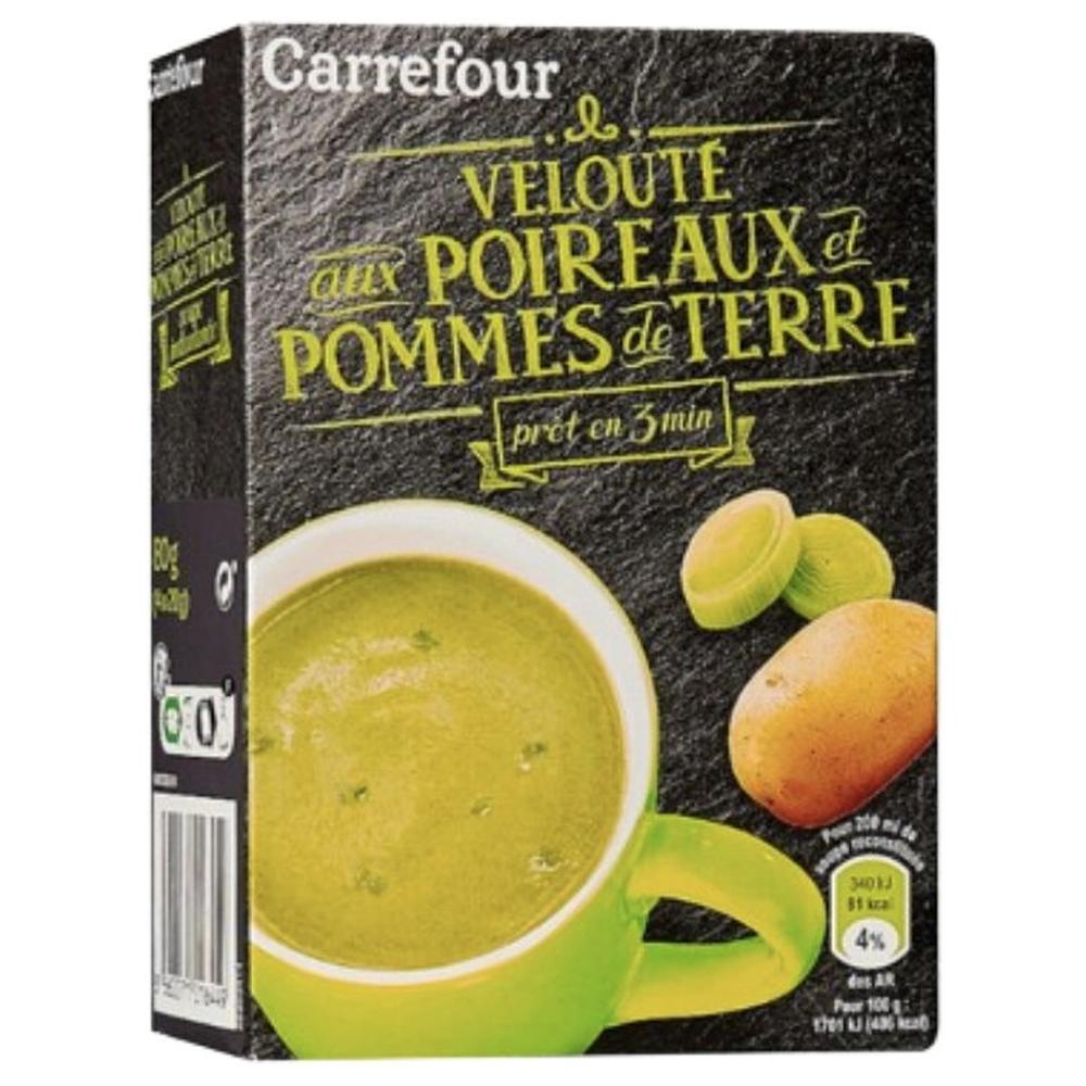 Soupe Déshydratée Poireaux et Pommes de Terre Carrefour 4 unités de 20g.