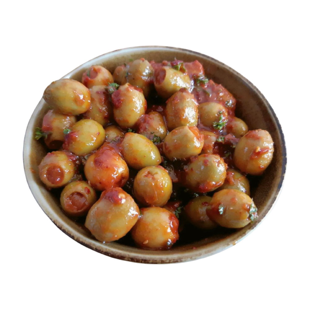 Olives Vertes à La Harissa 200g.