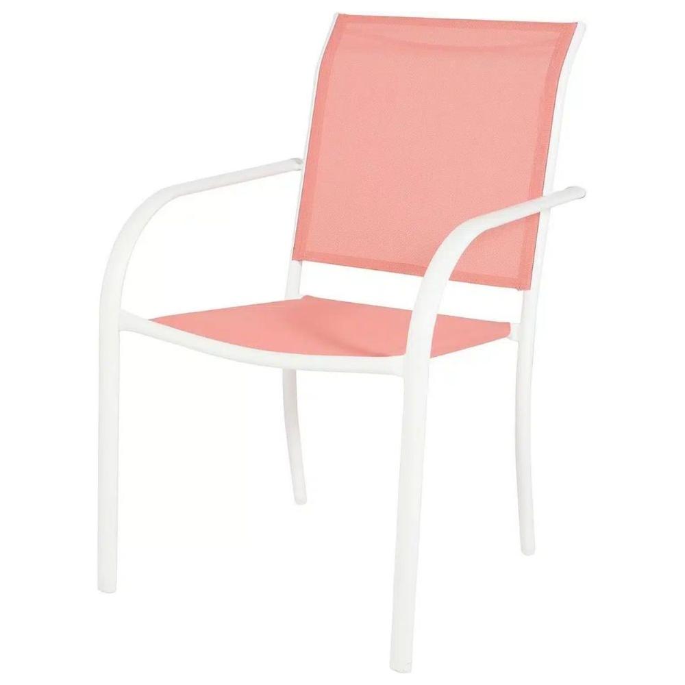 [694063] Fauteuil Tello Corail en acier Assise et Dossier en Textilene 57x66x86cm